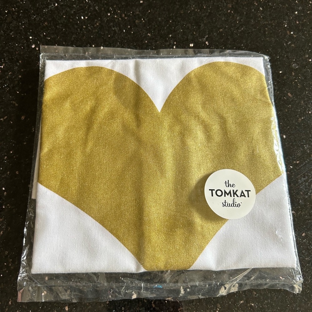 16” Pillow Cover with Gold Heart